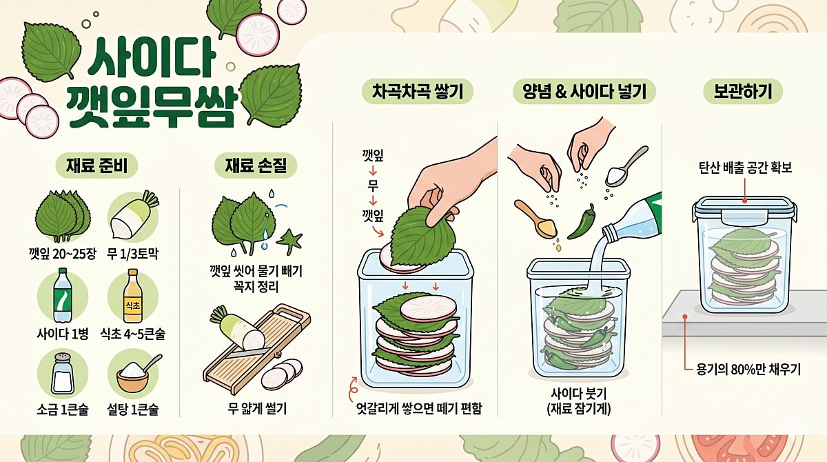 [삽화] 사이다 깻잎무쌈. AI 제작.