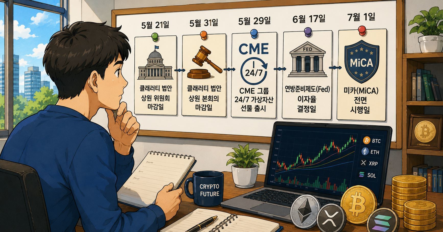 클래러티 법안·24시간 선물 거래 등... 코인 가격에 큰 영향 미칠 5~7월 이벤트 일정