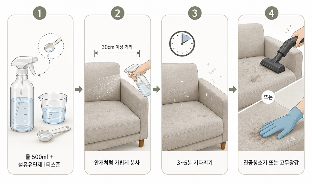 [삽화] 섬유유연제 희석액 사용법. AI 제작.