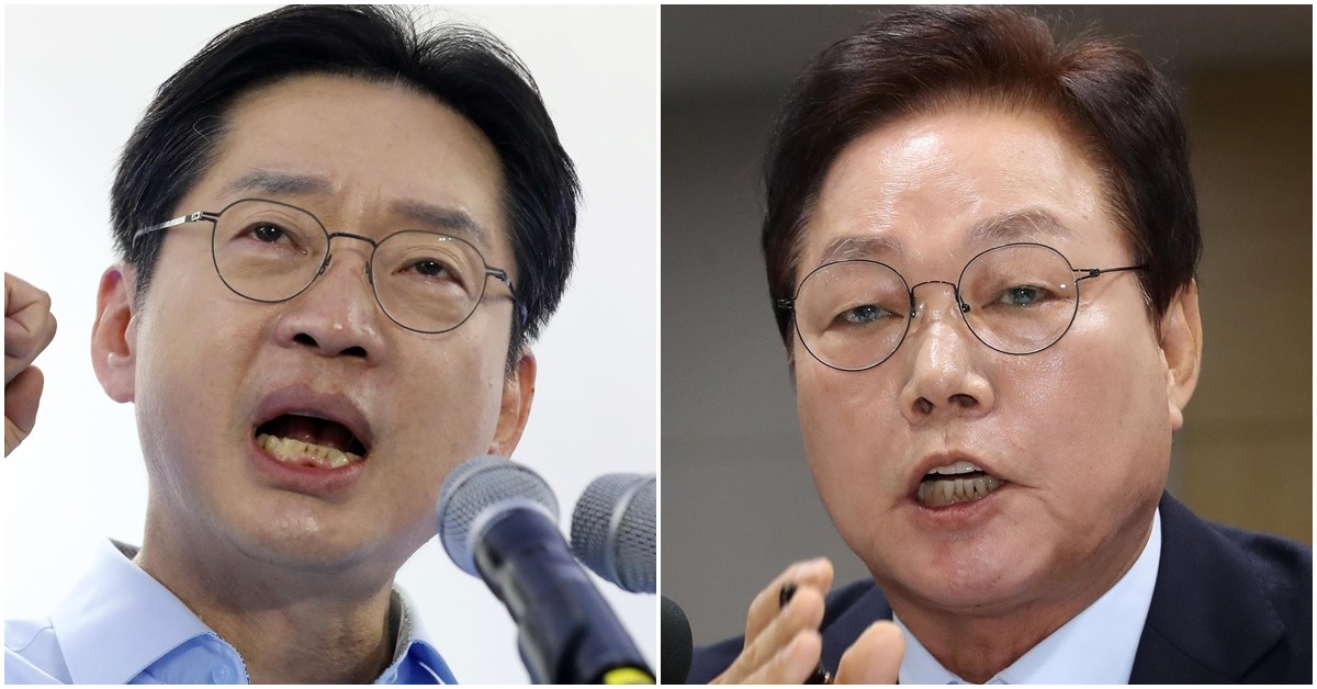 김경수 더불어민주당 경남지사 후보(왼쪽)와 박완수 국민의힘 경남지사 후보. / 뉴스1
