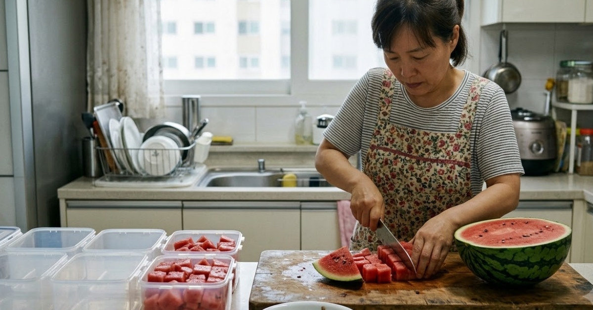 수박은 꼭 '이 방향'으로 썰어보세요…씨가 한 번에 쏙 빠져서 살림이 편해집니다