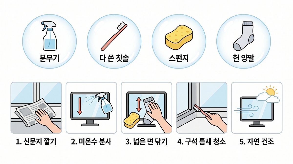 [삽화] 방충망 청소. AI 제작.