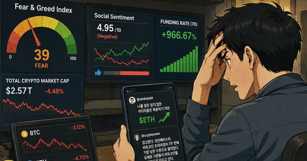 전체 암호화폐(코인) 시장의 심리·여론·시총·선물 상황... 가장 큰 변수는? 