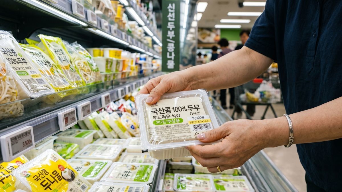 마트에서 두부 고르기. 기사 내용 토대로 AI툴 활용해 제작한 자료사진.