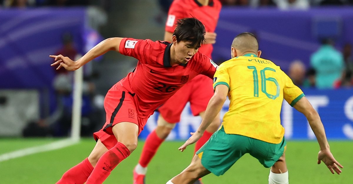 023 아시아축구연맹(AFC) 아시안컵 8강전 한국과 호주의 경기. 아시안컵 데뷔한 양현준, / 연합뉴스