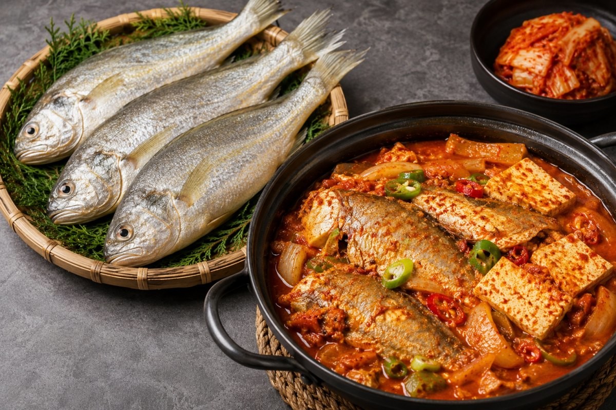 조기와 조기 두부 짜글이 / 기사 내용을 바탕으로 제작한 AI 이미지. 실제 모습과 다소 차이가 있을 수 있습니다