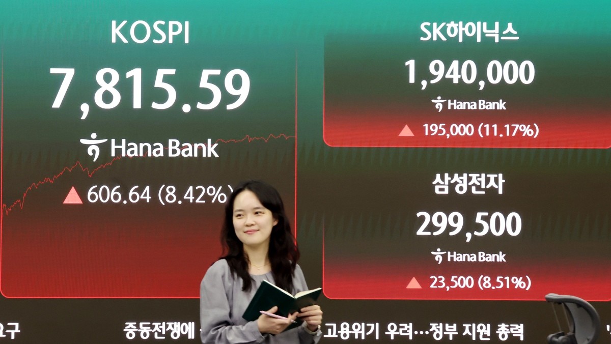 지난 21일 오후 서울 중구 하나은행 딜링룸 전광판에 코스피 종가와 삼성전자·SK하이닉스 주가가 표시돼있다. / 뉴스1