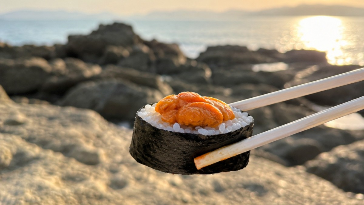 부산 영도 해녀촌 메뉴(성게 김밥)를 토대로 ai툴 활용해 제작한 이미지.