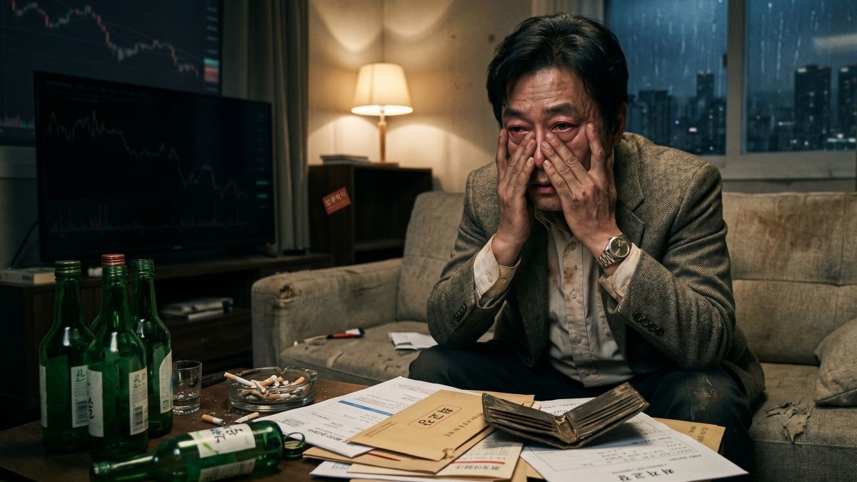 한방 크게 노리다가 망한 중년의 모습. 기사 내용 토대로 AI툴 활용해 제작한 자료사진.