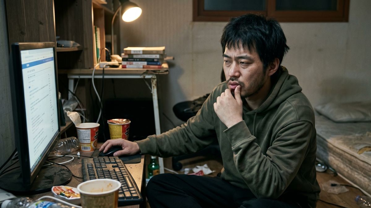 세상을 시니컬하게만 바라보는 청년 모습. 기사 내용 토대로 AI툴 활용해 제작한 자료사진.