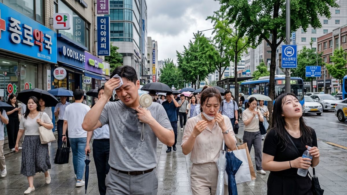 너무 습한 날씨에 힘들어하는 시민들. / 뉴스1