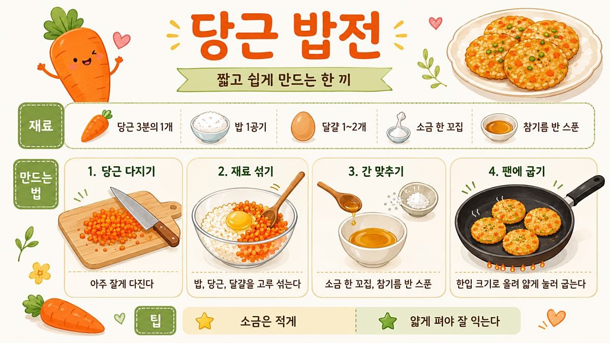 [삽화] 당근 밥전 레시피. AI 제작.