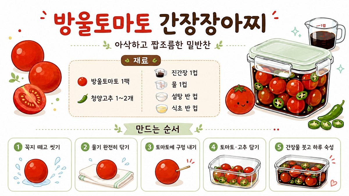 [삽화] 방울토마토 장아찌 레시피. AI 제작.