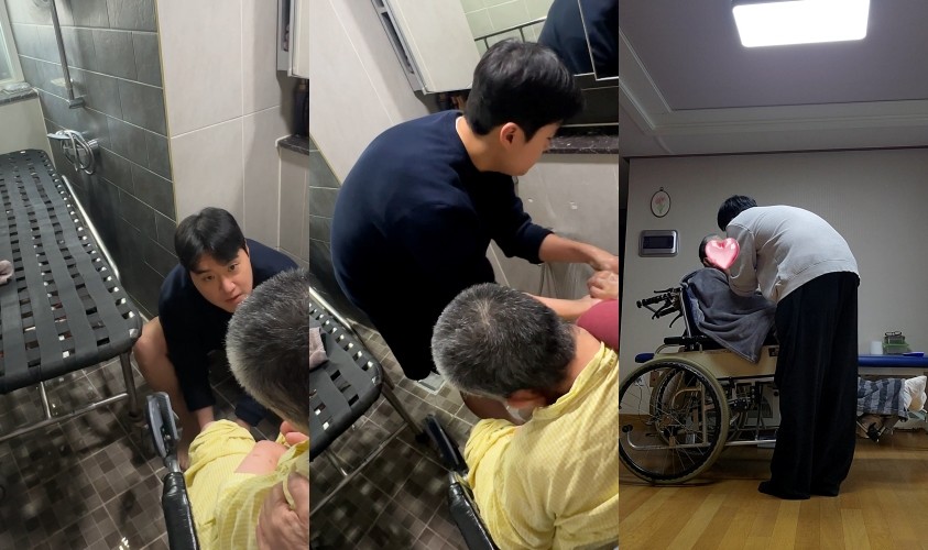 조범희 씨는 낮에는 간병사의 도움을 받고 밤에는 직접 어머니의 곁을 지키며 간병하고 있다. / 조범희 씨 제공