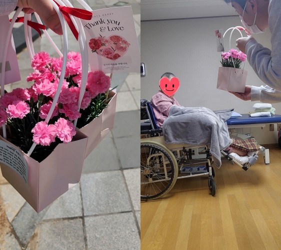 5월 8일 어버이날을 맞아 범희 씨가 어머니에게 드릴 카네이션을 마련했다. / 조범희 씨 제공