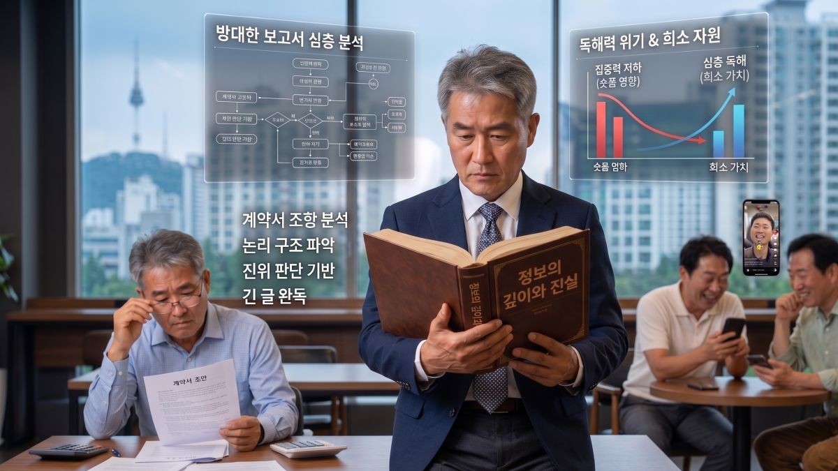 AI 시대 가장 중요한 역량, 읽어내는 능력. 기사 내용 토대로 AI툴 활용해 제작한 자료사진.