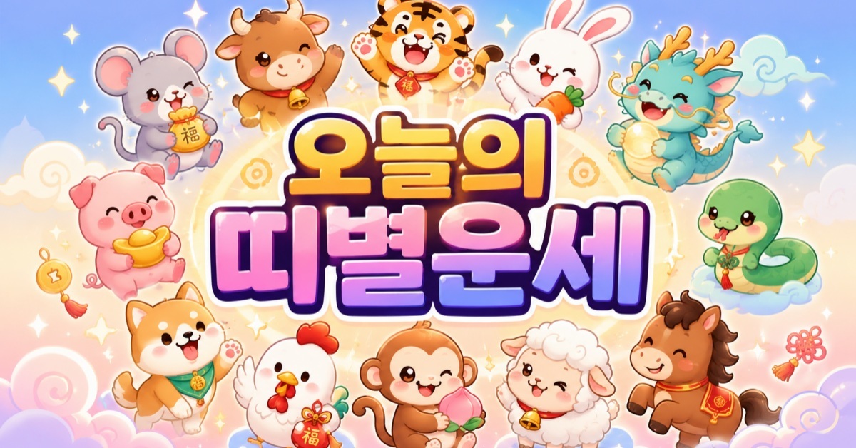 6월 26일 12띠 운세... 쥐띠·토끼띠·용띠는 대길vs소띠·호랑이띠는 주의