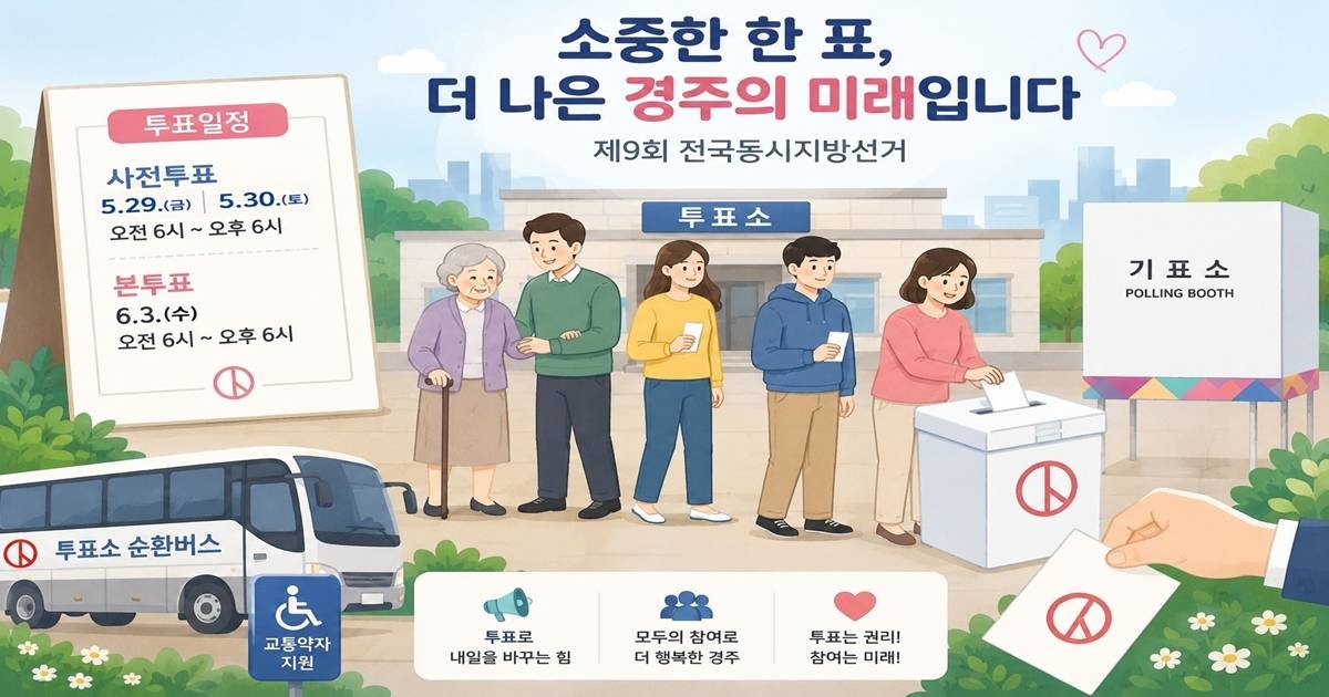 제9회 전국동시지방선거 사전투표가 오는 29일부터 30일까지 진행된다. 사진은 경주시의 홍보 포스터/경주시