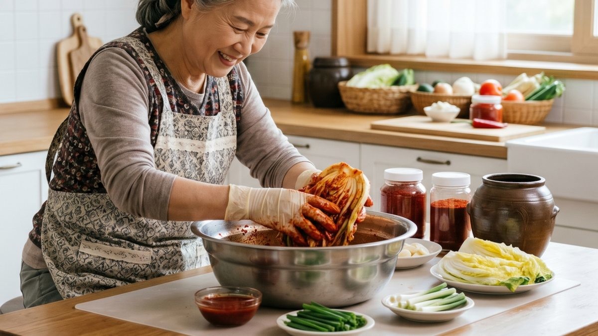 김치를 만드는 사람. AI가 생성한 자료사진.