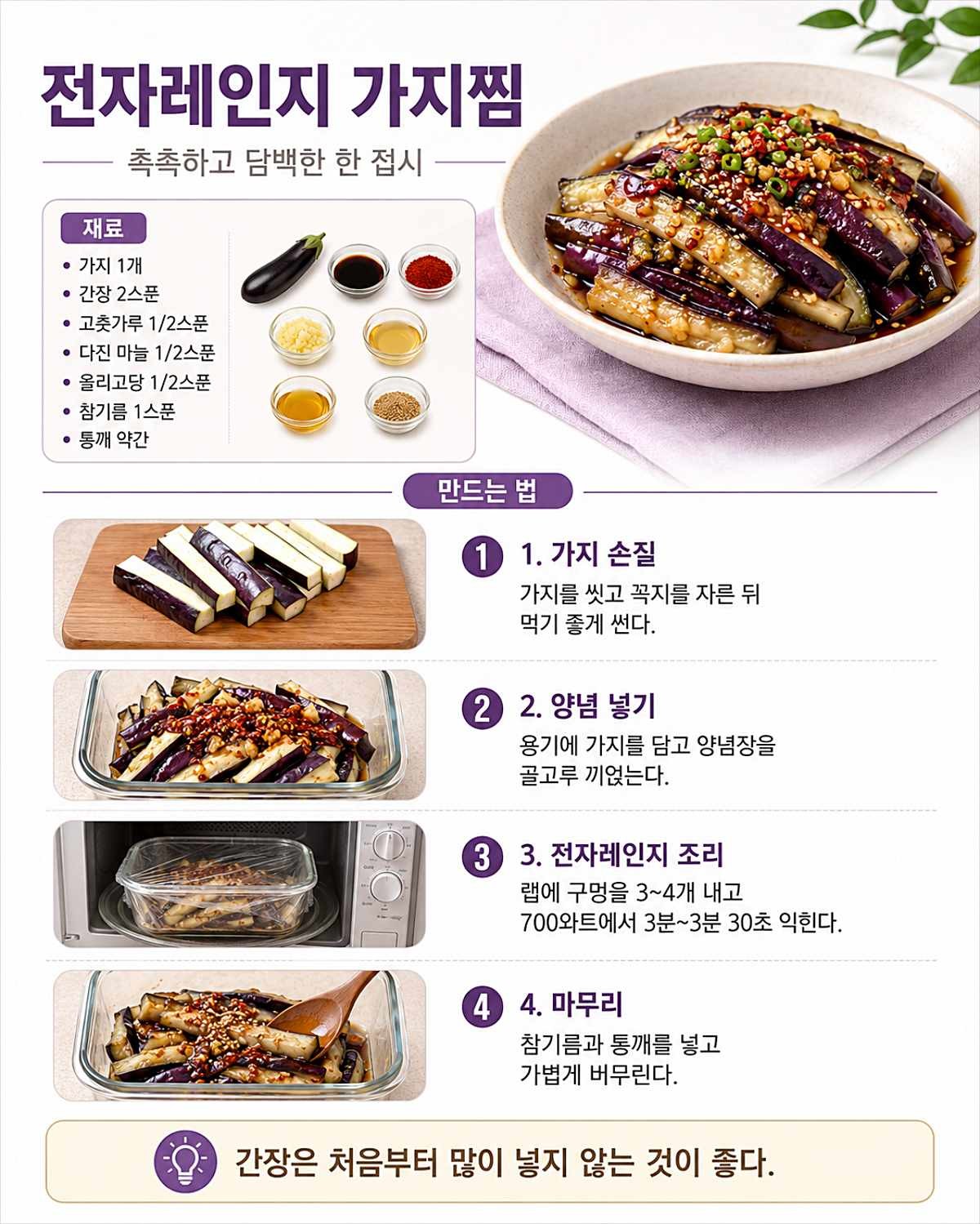 전자레인지 가지찜 레시피. AI 제작.