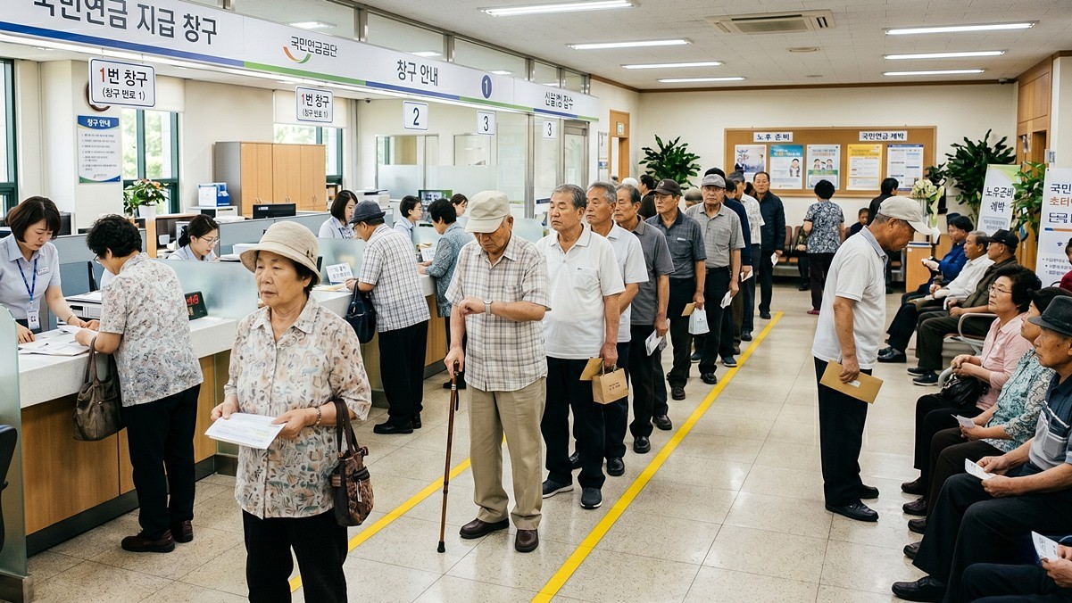 기초연금 신청을 위해 국민연금공단 지사를 찾은 어르신들 AI 이미지 / 위키트리