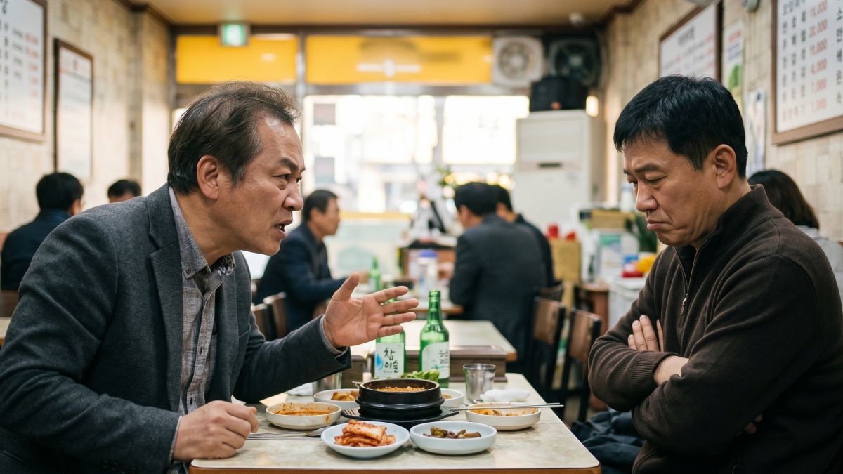 좋지 않은 대화 분위기의 중년들. 기사 내용 토대로 AI툴 활용해 제작한 자료사진.