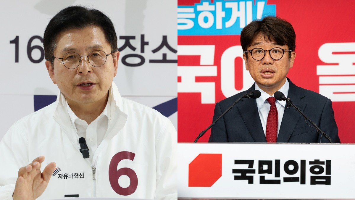 황교안 자유와혁신 경기 평택시을 국회의원 후보, 유의동 국민의힘 경기 평택시을 국회의원 후보 / 뉴스1