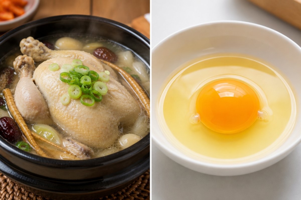 삼계탕, 달걀 / 기사 내용을 바탕으로 제작한 AI 이미지