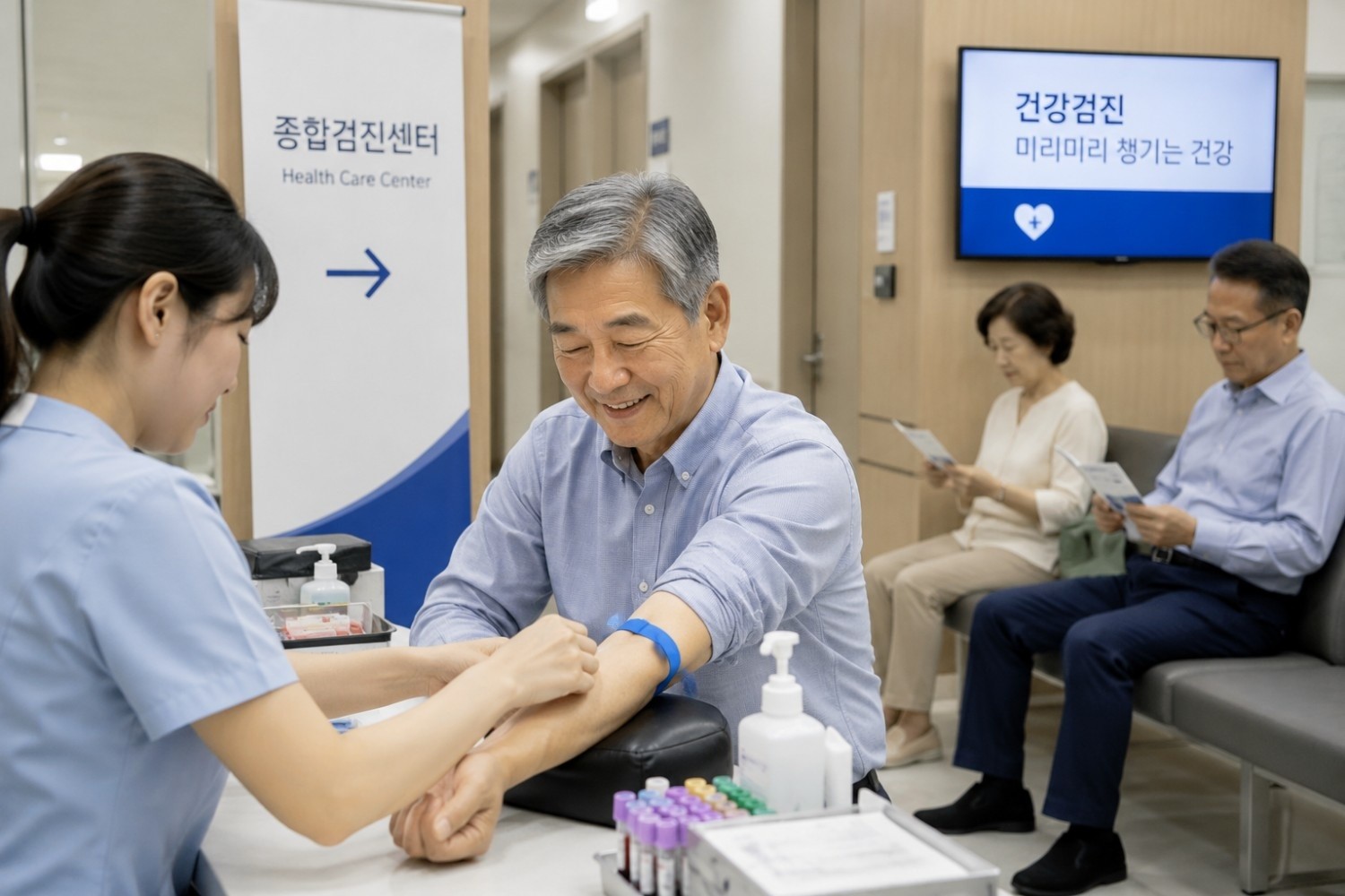 종합건진센터에서 건강검진을 받고 있는 중장년 남성의 모습. / AI가 생성한 자료사진