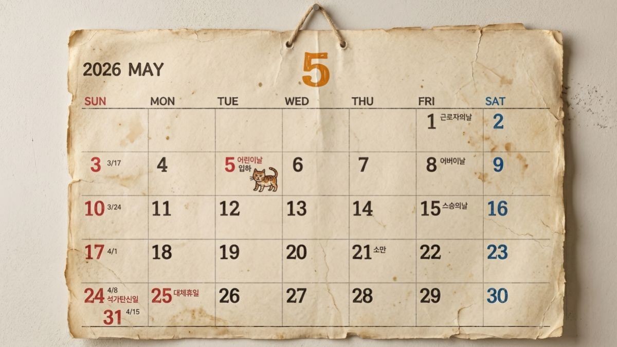 2026년 5월 달력. 기사 내용 토대로 AI툴 활용해 제작한 자료사진.