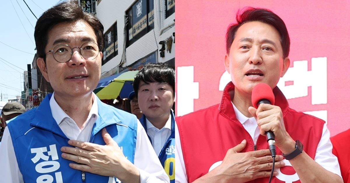 주말 유세 나선 민주당 정원오·국민의힘 오세훈 서울시장 후보 / 연합뉴스