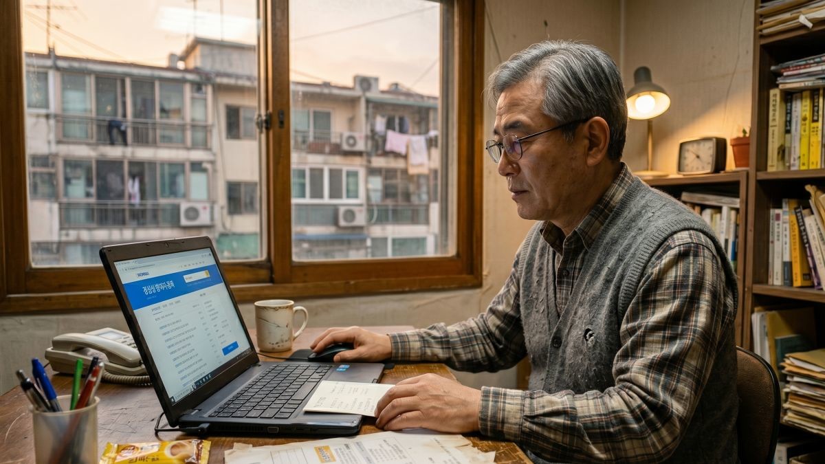 은퇴 후 일자리 찾아보는 중년 모습. 기사 내용 토대로 AI툴 활용해 제작한 자료사진.