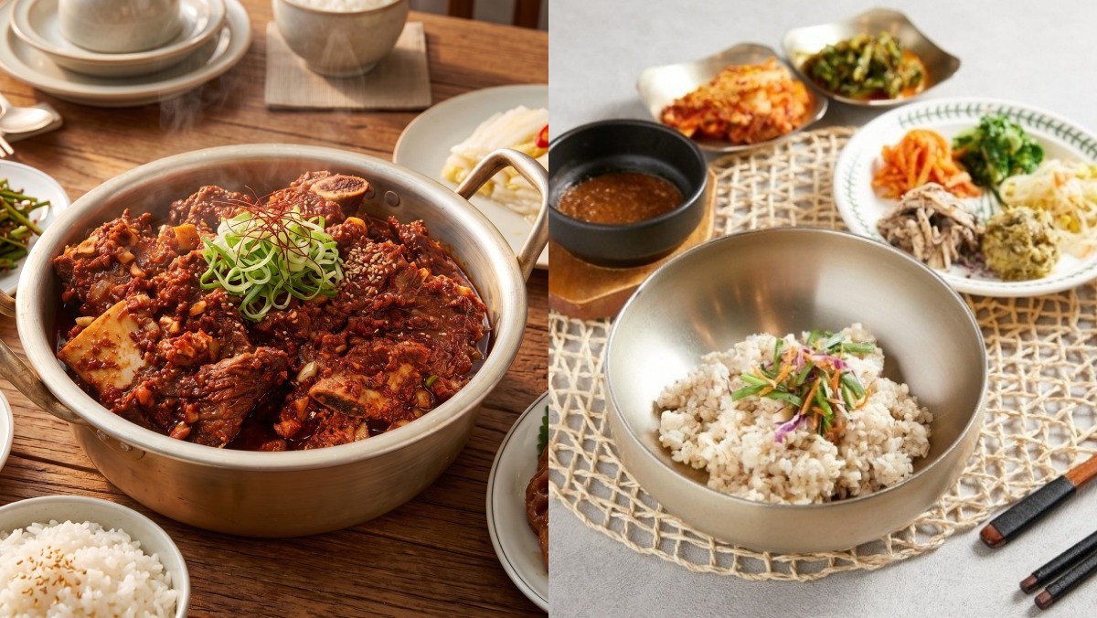 찜갈비(오른쪽) 기사의 이해를 돕기 위한 AI 생성 이미지, '신가네칼국수' 보리밥 메뉴(네이버 플레이스 업체 등록 사진)