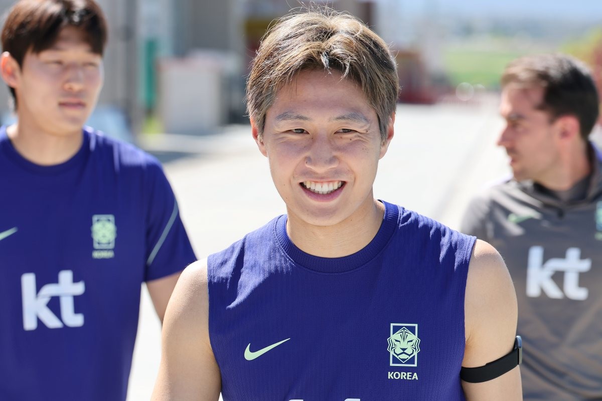 대한민국 축구대표팀 이강인이 1일(현지 시각) 미국 유타주 헤리먼에 위치한 자이언스뱅크 트레이닝센터에서 훈련을 나서고 있다. / 뉴스1