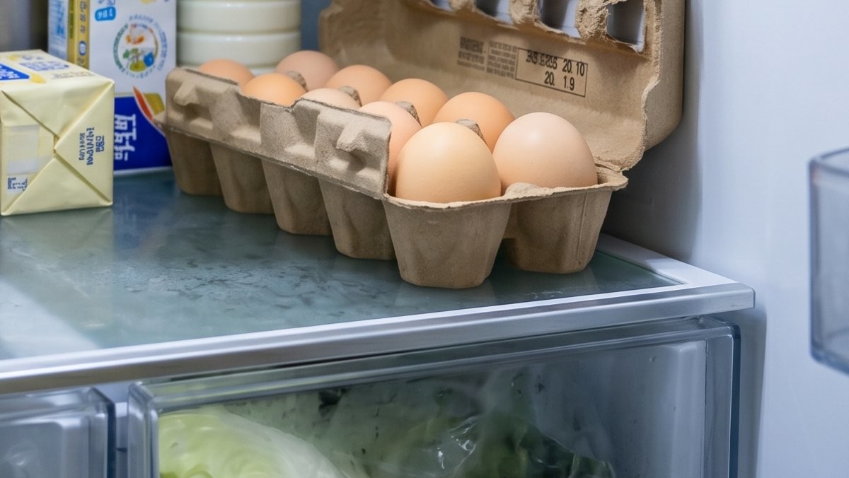 냉장고 안쪽에 계란을 보관한 모습. AI가 생성한 자료사진.