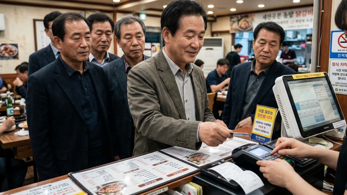 동창들과의 자리에서 한턱 쏘는 중년 모습. 기사 내용 토대로 AI툴 활용해 제작한 자료사진.