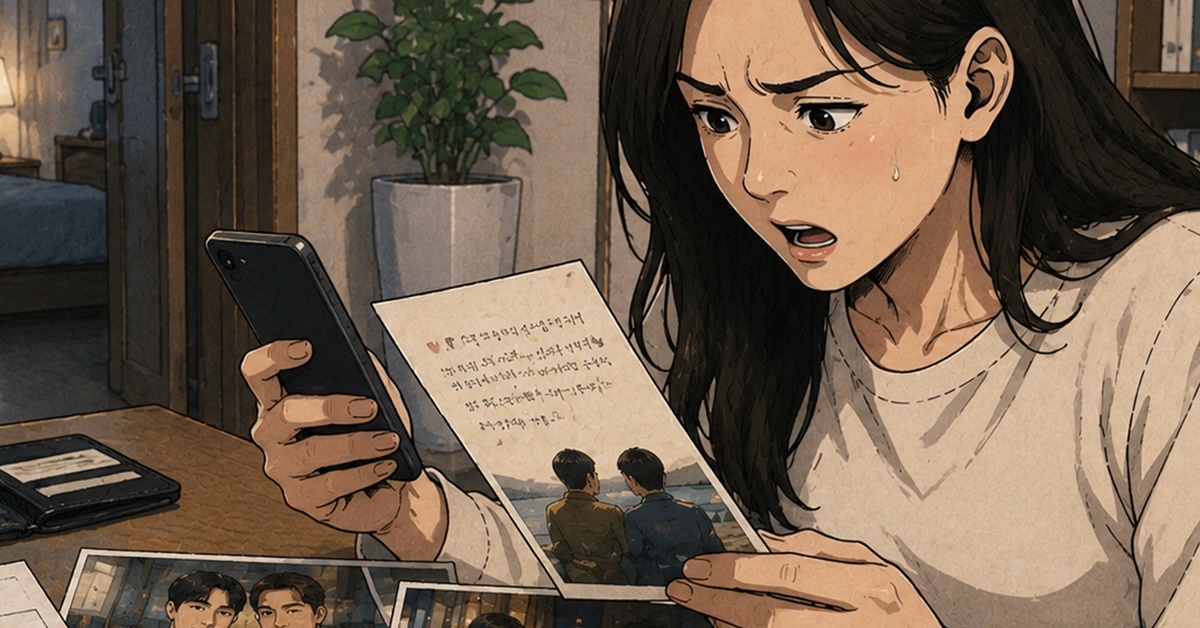 “남편의 대실 명세서와 동성연애 편지를 발견했습니다, 심지어 이런 사진도 있네요...”