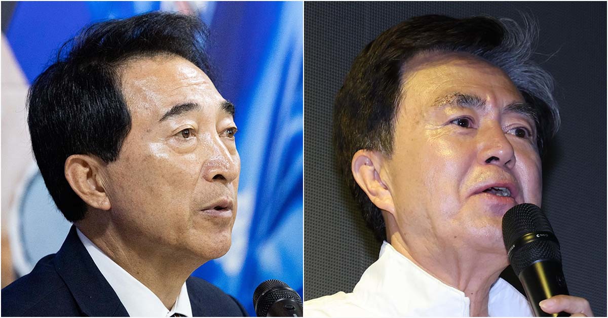 제9회 전국동시지방선거 충남지사 선거 출마자인     박수현(왼쪽) 더불어민주당 후보와     김태흠 국민의힘 후보. / 뉴스1