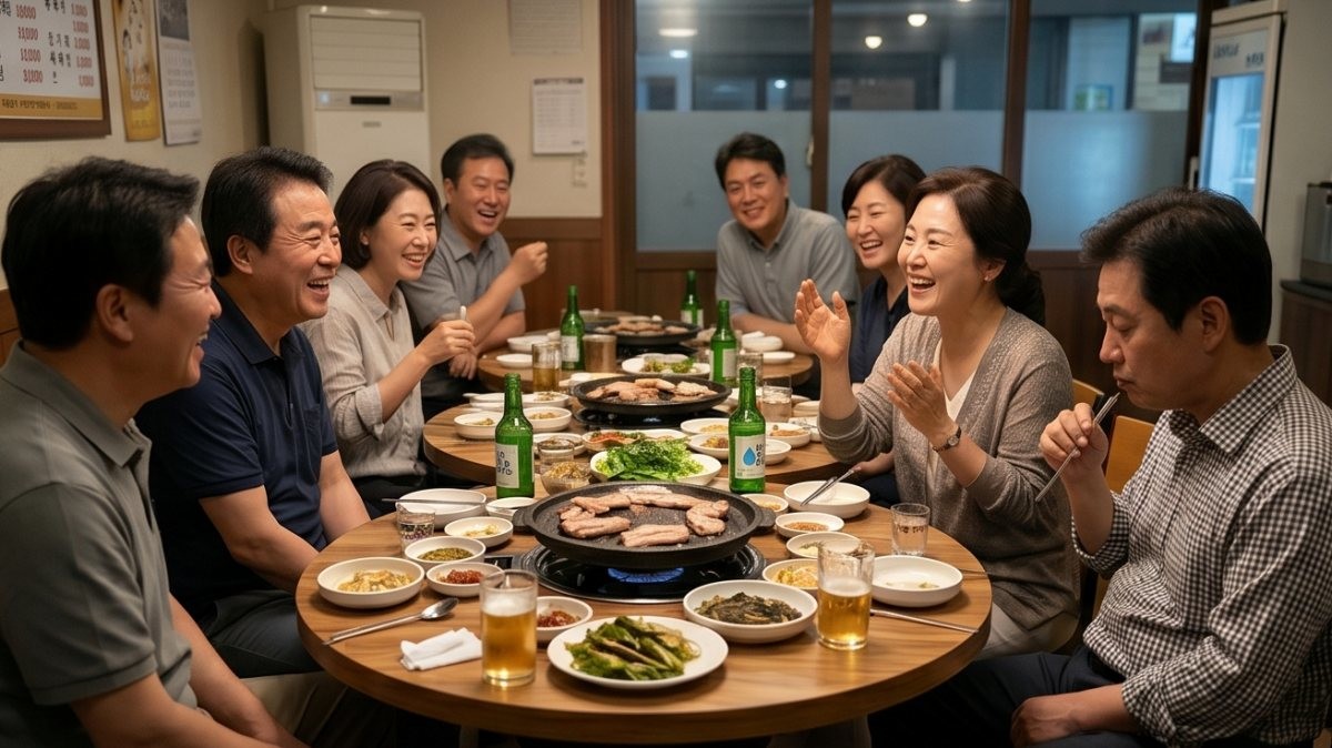중년 동창회 자리. 기사 내용 토대로 AI툴 활용해 제작한 자료사진.