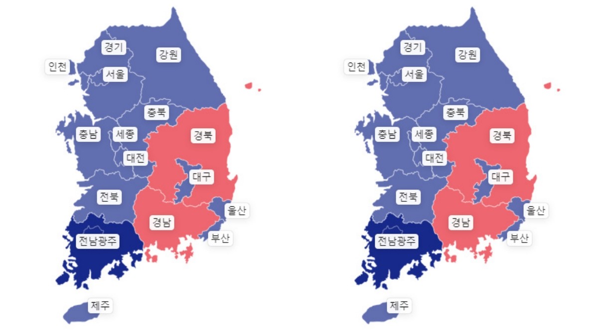 제9회 전국동시지방선거 시도지사 정당판세 / 네이버