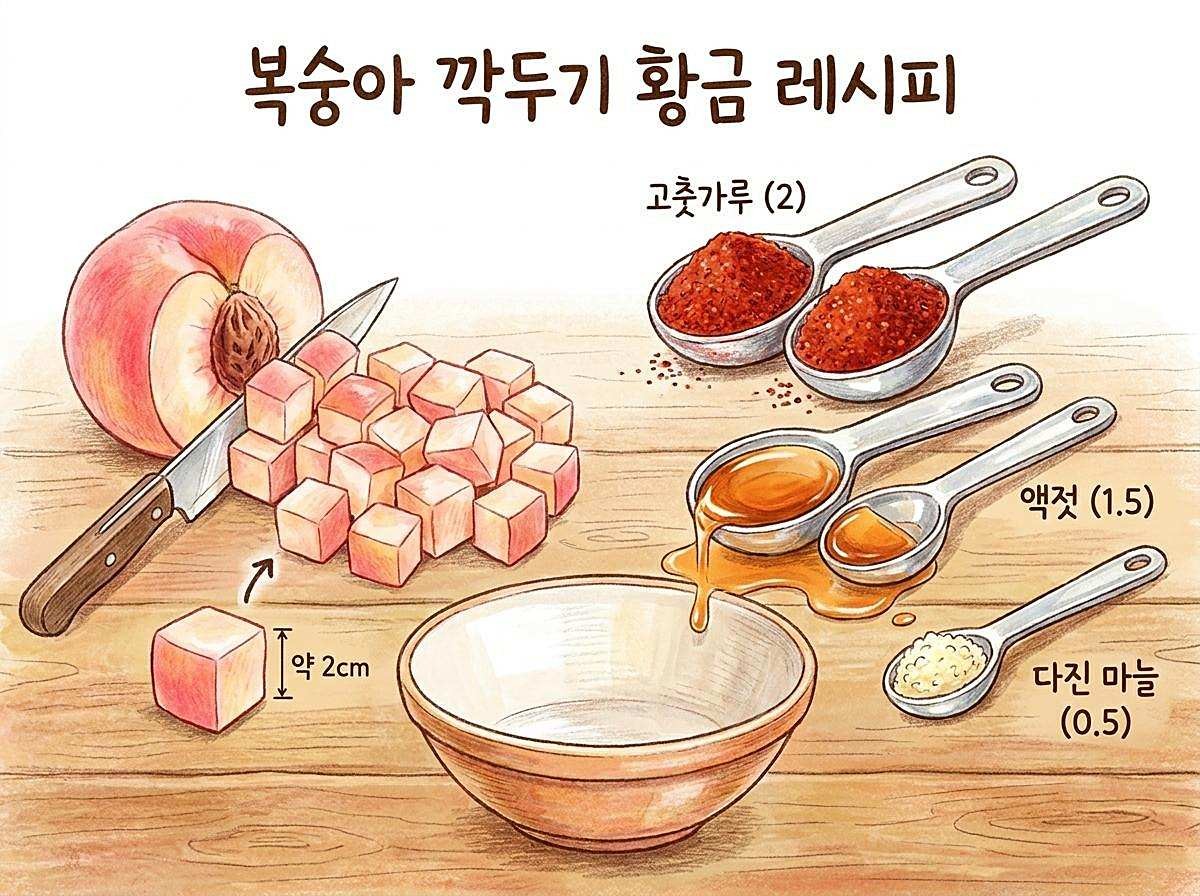 [삽화] 복숭아 깍두기 레시피. AI 제작.