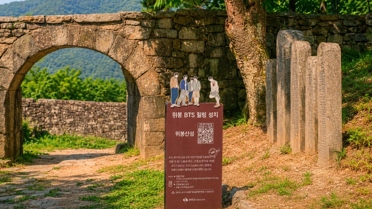 BTS 힐링 성지로 알려진 완주 위봉산성. / 완주군 공식 블로그, AI