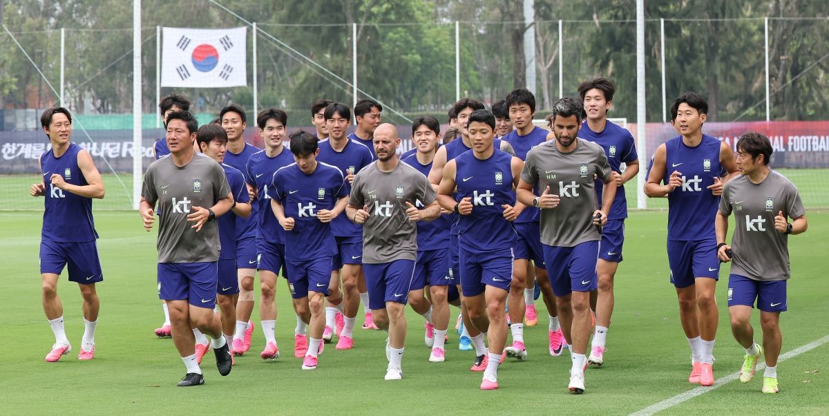 2026 북중미 월드컵에 출전하는 홍명보 대한민국 축구대표팀. 훈련 중인 모습. / 뉴스1