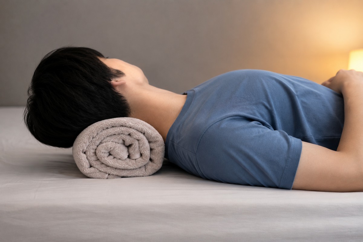 수건 베개 / 기사 내용을 바탕으로 제작한 AI 이미지. 실제 모습과 차이가 있을 수 있습니다.