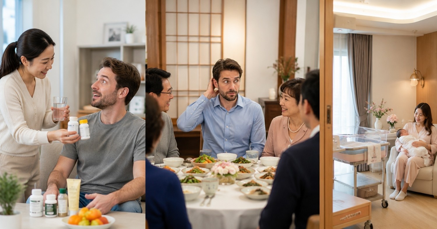 건강 관리부터 상견례, 산후조리원까지… 외국 남편들이 한국 여성과 결혼한 뒤 가장 놀랐다고 말하는 문화들. / AI가 생성한 자료사진