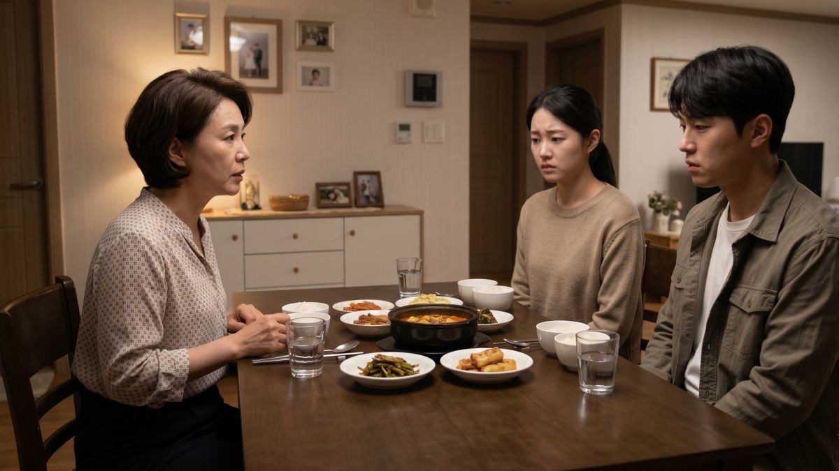 시어머니와 며느리, 아들 모습. 기사 내용 토대로 AI툴 활용해 제작한 자료사진.