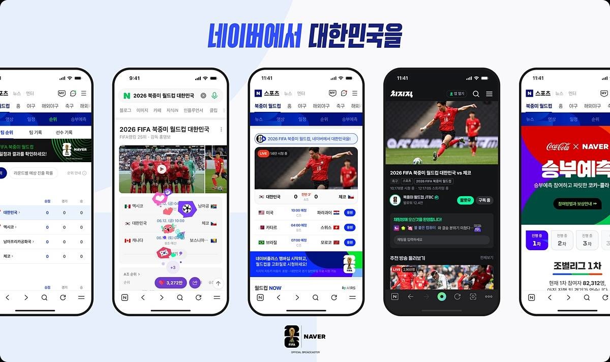 네이버, 2026 국제축구연맹(FIFA) 북중미 월드컵 전 경기를 자사 스트리밍 플랫폼 '치지직' 통해 생중계 / 네이버 제공, 연합뉴스