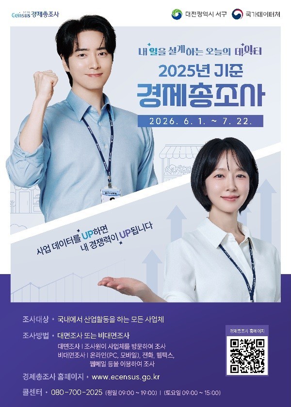 대전 서구, 사업체 대상 경제총조사 실시