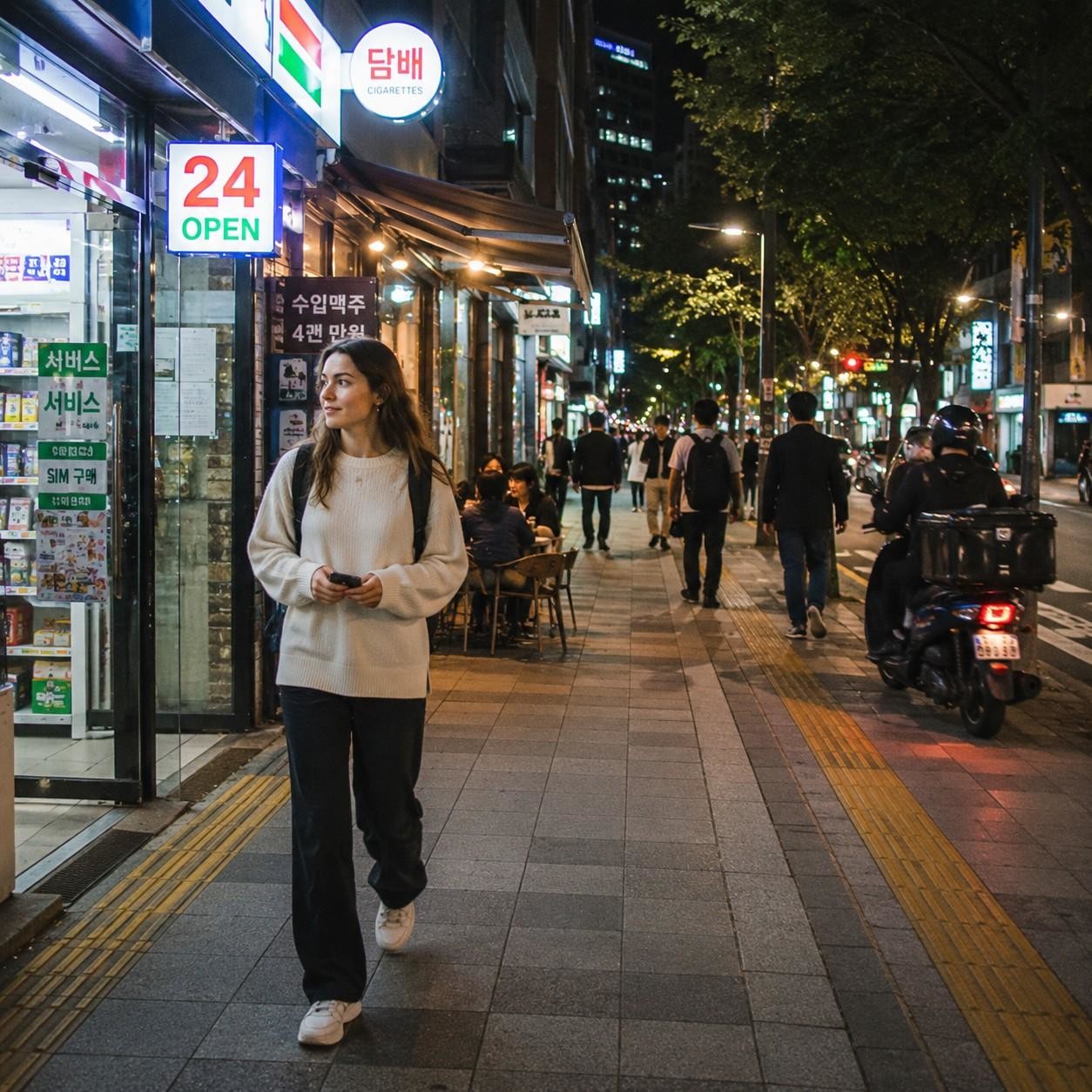늦은 밤에도 사람들로 붐비는 서울 거리. / AI가 생성한 자료사진