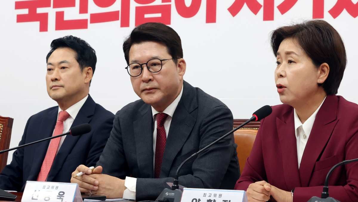 양향자 국민의힘 최고위원이 15일 오전 서울 여의도 국회에서 열린 최고위원회의에서 모두발언을 하고 있다. 이날 양 최고위원은 모두발언에서 지방선거 패배 결과에 대한 지도부 총사퇴를 요구했다. / 뉴스1